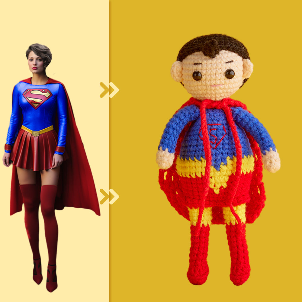 Full Body Customizable 1 Person Custom Crochet Doll Personalized Gifts Handwoven Mini Dolls - Supergirl