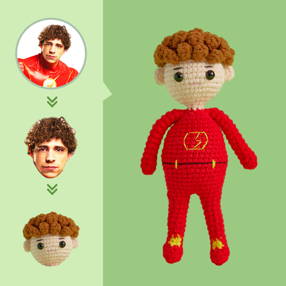 Custom Face Crochet Doll Personalized Gifts Handwoven Mini Dolls - Flash