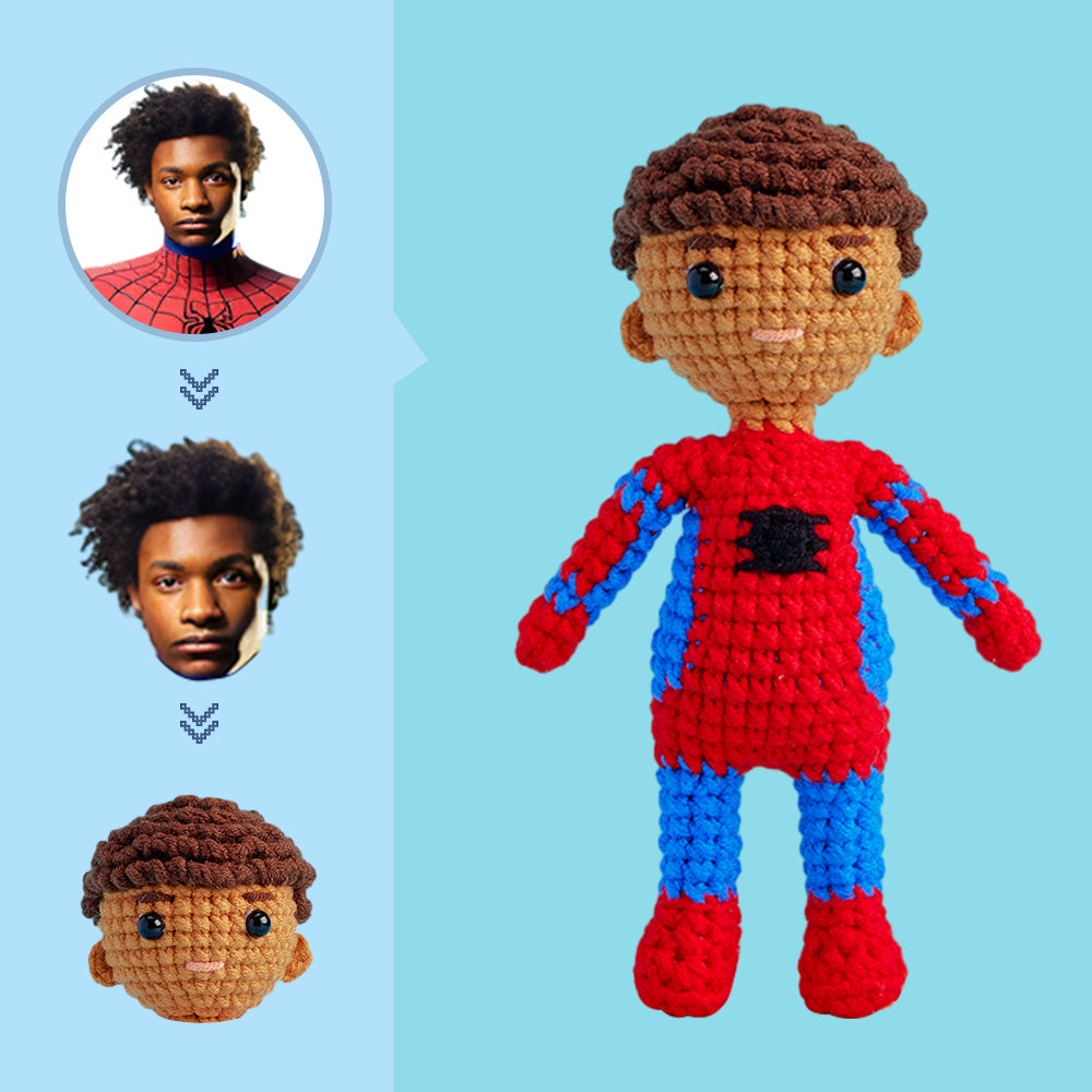 Custom Face Crochet Doll Personalized Gifts Handwoven Mini Dolls - Spiderman