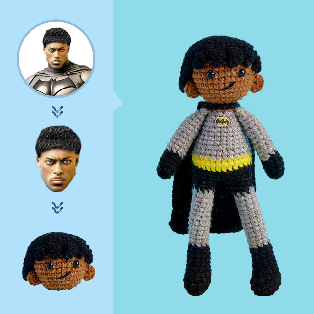 Custom Face Crochet Doll Personalized Handwoven Mini Dolls Gifts - Batman