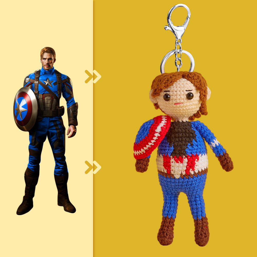 Full Body Customizable 1 Person Custom Crochet Doll Personalized Gifts Handwoven Mini Dolls - Captain America