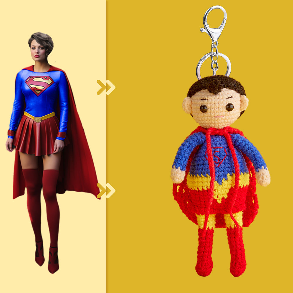Full Body Customizable 1 Person Custom Crochet Doll Personalized Gifts Handwoven Mini Dolls - Supergirl