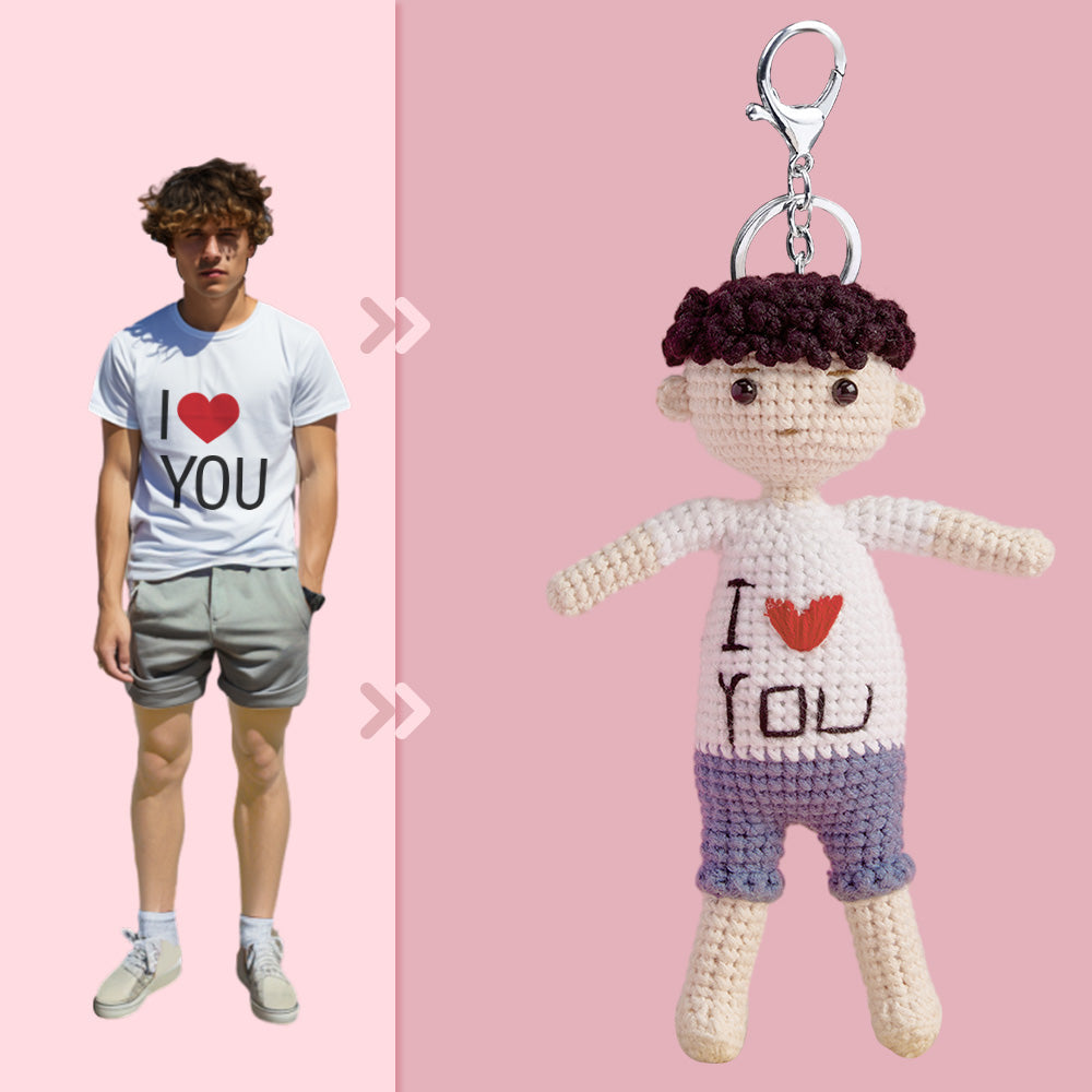 Full Body Customizable 1 Person Custom Crochet Doll Personalized Gifts Handwoven Mini Dolls - I Love You