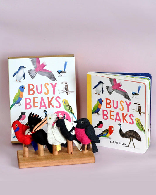 Busy Beaks Finger Puppets and Book Set by Sarah Allen