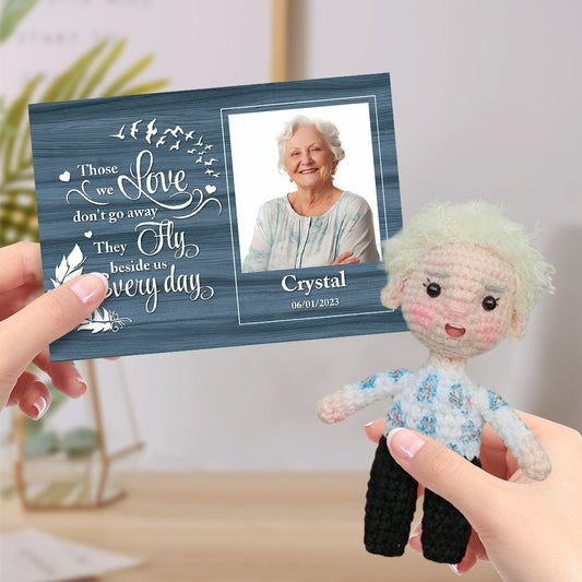 Personalized Crochet Doll Gifts Handmade Mini Look alike Dolls with Custom Memorial Card for Kids and Adults