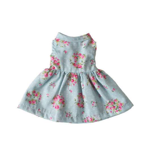 Alimrose Small Doll Dress (20-28cm) Blue Rose Floral
