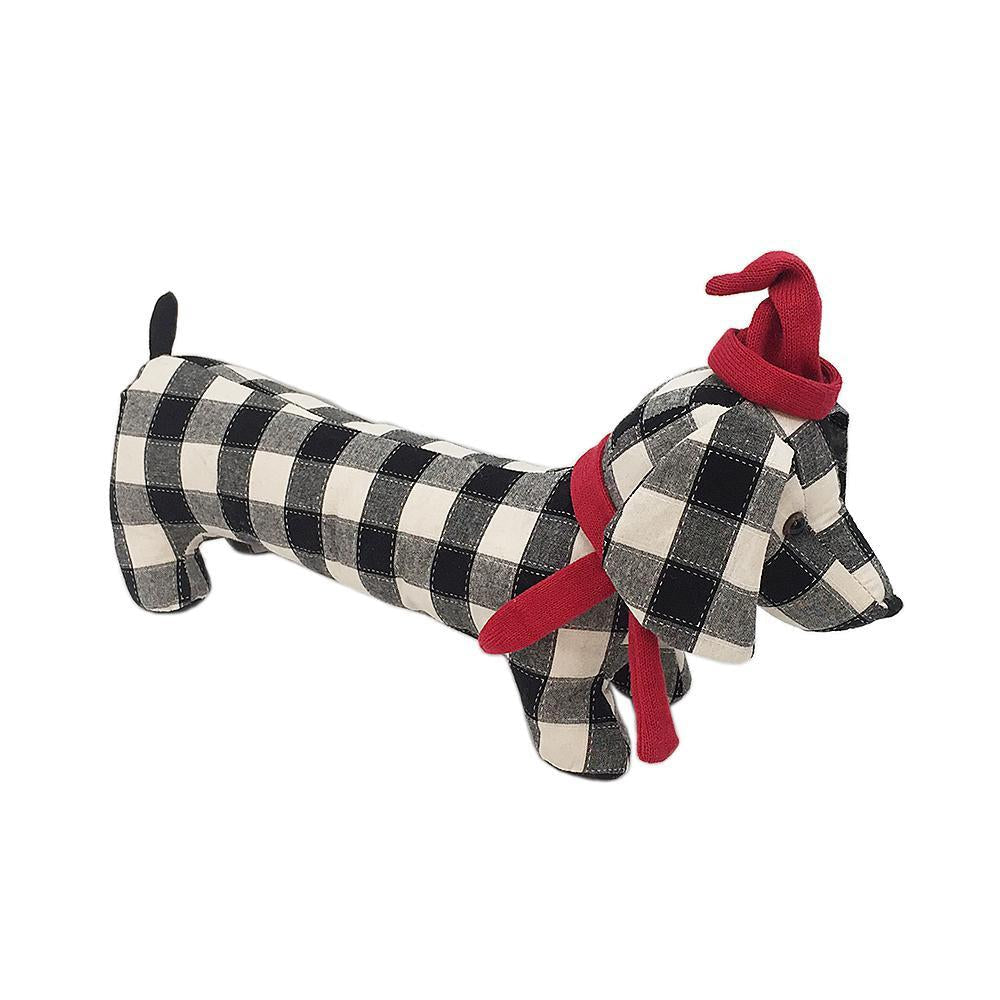 GINGHAM DOG WEIGHTED DOOR STOP BY MON AMI