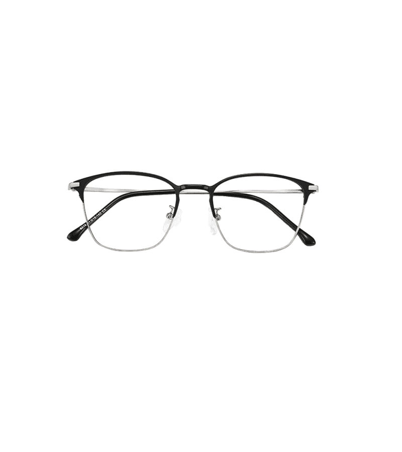 Extraordinary Attorney Woo Jung Myung-seok (Kang Ki-young) Inspired Glasses 001 - ONE SIZE ONLY / Black Frame (No Degree Lens) / Silver -