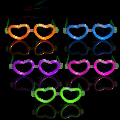 Glow Heart Shaped Eye Glasses - Pack of 12 Eyeglasses