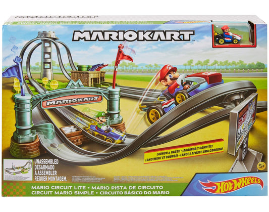 Hot Wheels Mario Kart Circuit Lite - Launch & Race Stunt Car Track Playset (GHK15)
