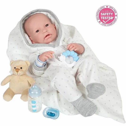 JC Toys Real Boy Baby Doll W/Baby Doll Accessories 9pc