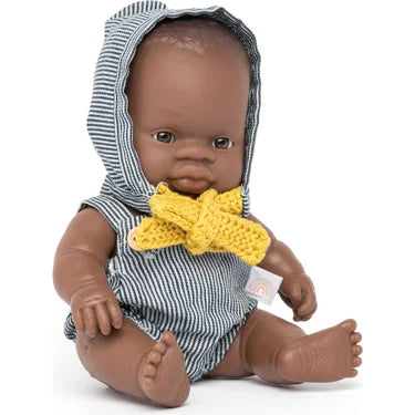 Miniland Dressed Baby Doll | African Boy 8 1/4"