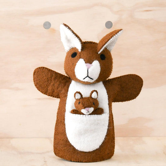 Hand Puppet - Brown Kangaroo with Joey