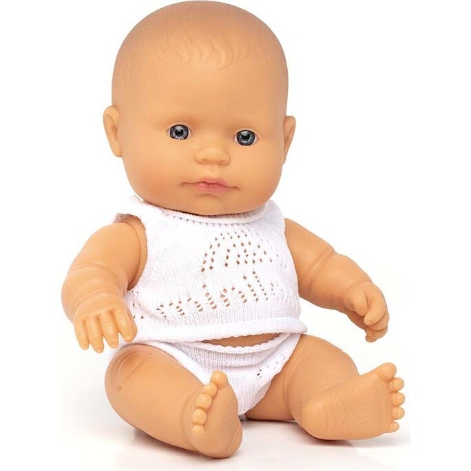 Miniland Newborn Baby Doll Caucasian Boy 8 1/4"