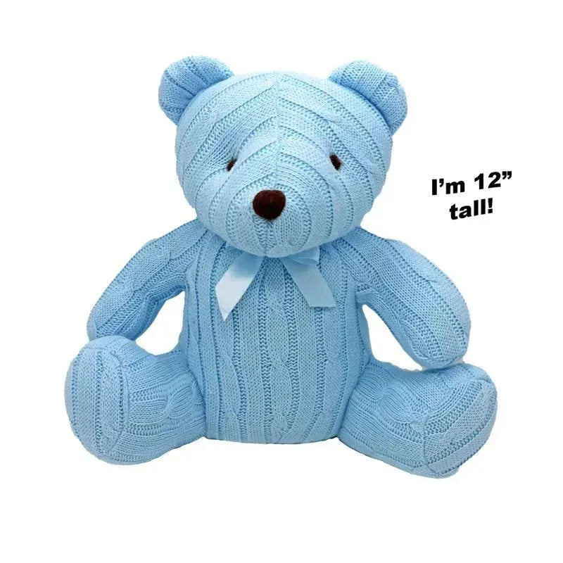 Rose Textiles - 12 Cable Knit Bear, Blue
