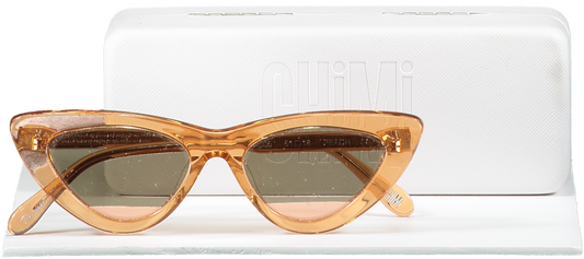 Chimi Brown Cat Eye Sunglasses Peach  in case